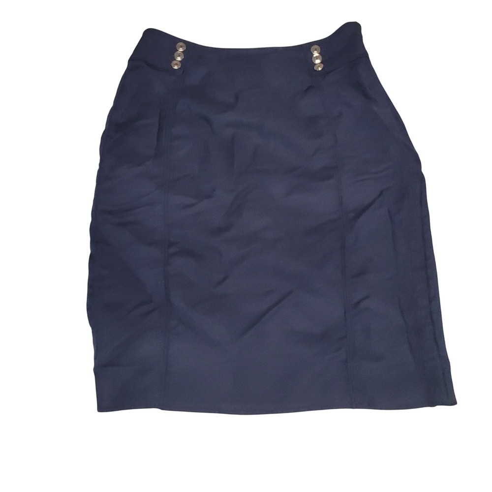 White‎ House Black Market Perfect Form Navy Blue Pencil Skirt Nautical Size 6